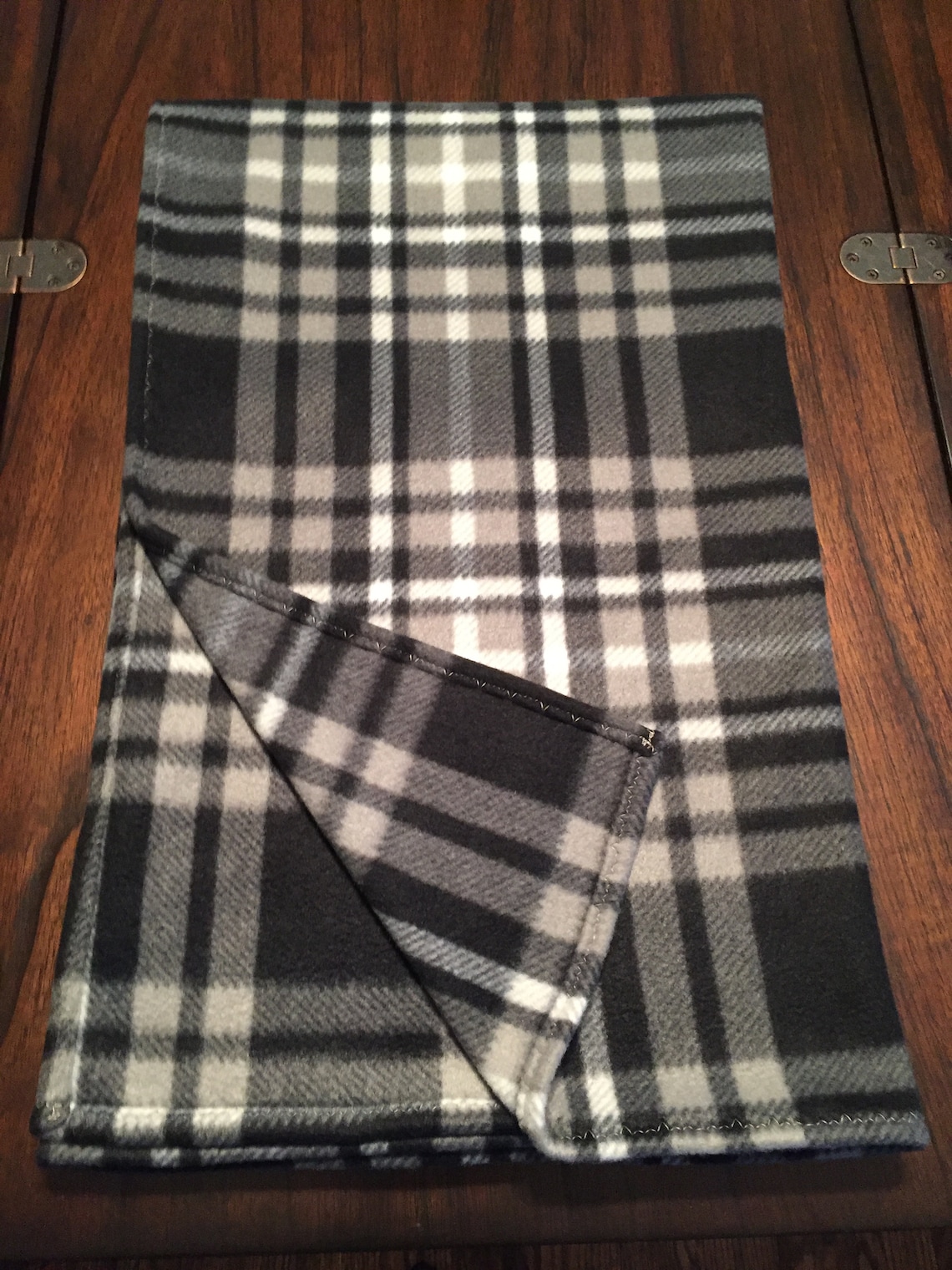 PLAID FLEECE BLANKET Gray Black and White with Decorative Etsy