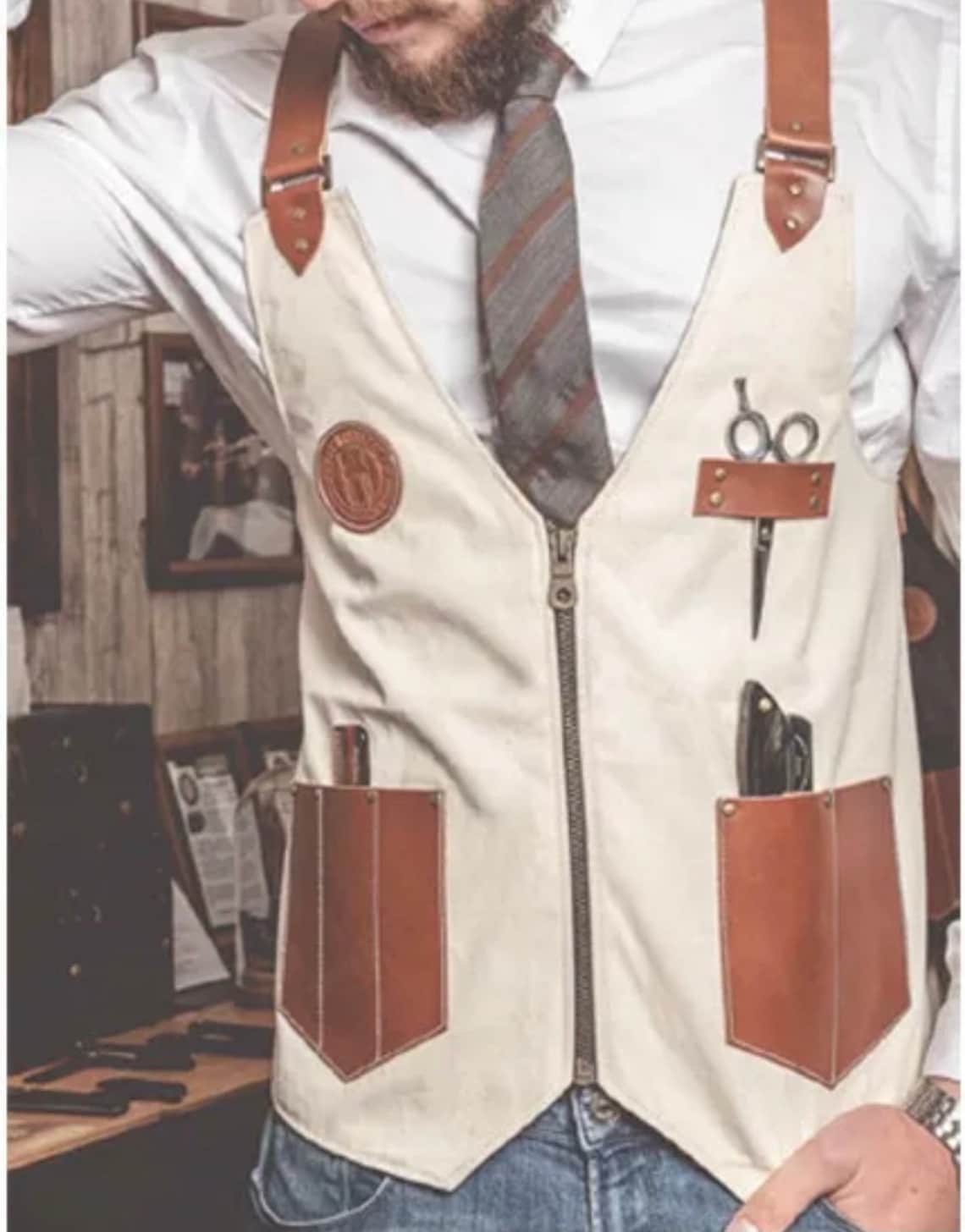 Professional Leather Barber vest for Barber Hairstylist Etsy