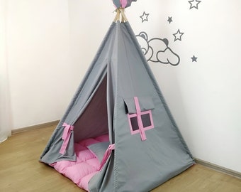 Gray play tent Reading nook Tent for kids Canopy tent