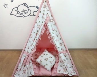 Pink tent for girls Canopy tent Reading nook Cotton tent