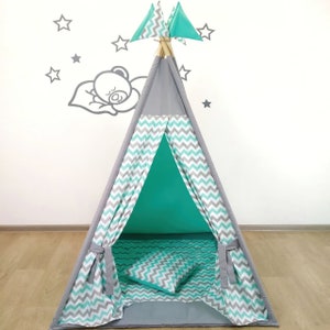 Green tent for kids Playhouse Cotton tent Kids tent