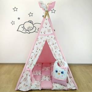 Pink tent for kids Playhouse Reading nook Baby girl gift
