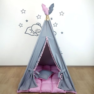 Gray tent for kids Playhouse Reading nook Canopy tent