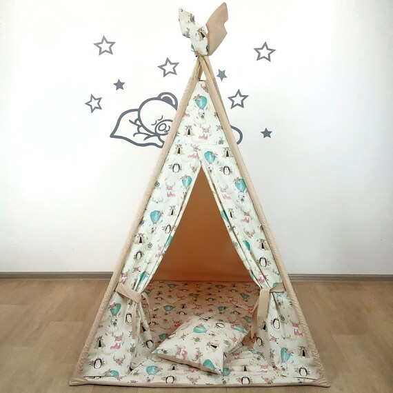 Tent with animals Playhouse Childrens wigwam Reading nook