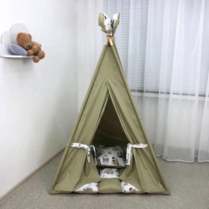 Green Teepee Boys Adventure Play Tent Forest Playhouse