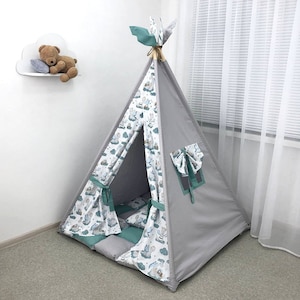 Gray Dino Teepee Dinosaur Adventure Play Tent Playhouse