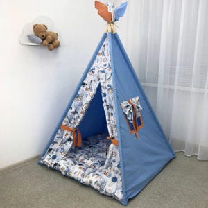 Blue Under The Waves Adventure Teepee Tent for boys Playhouse with animals