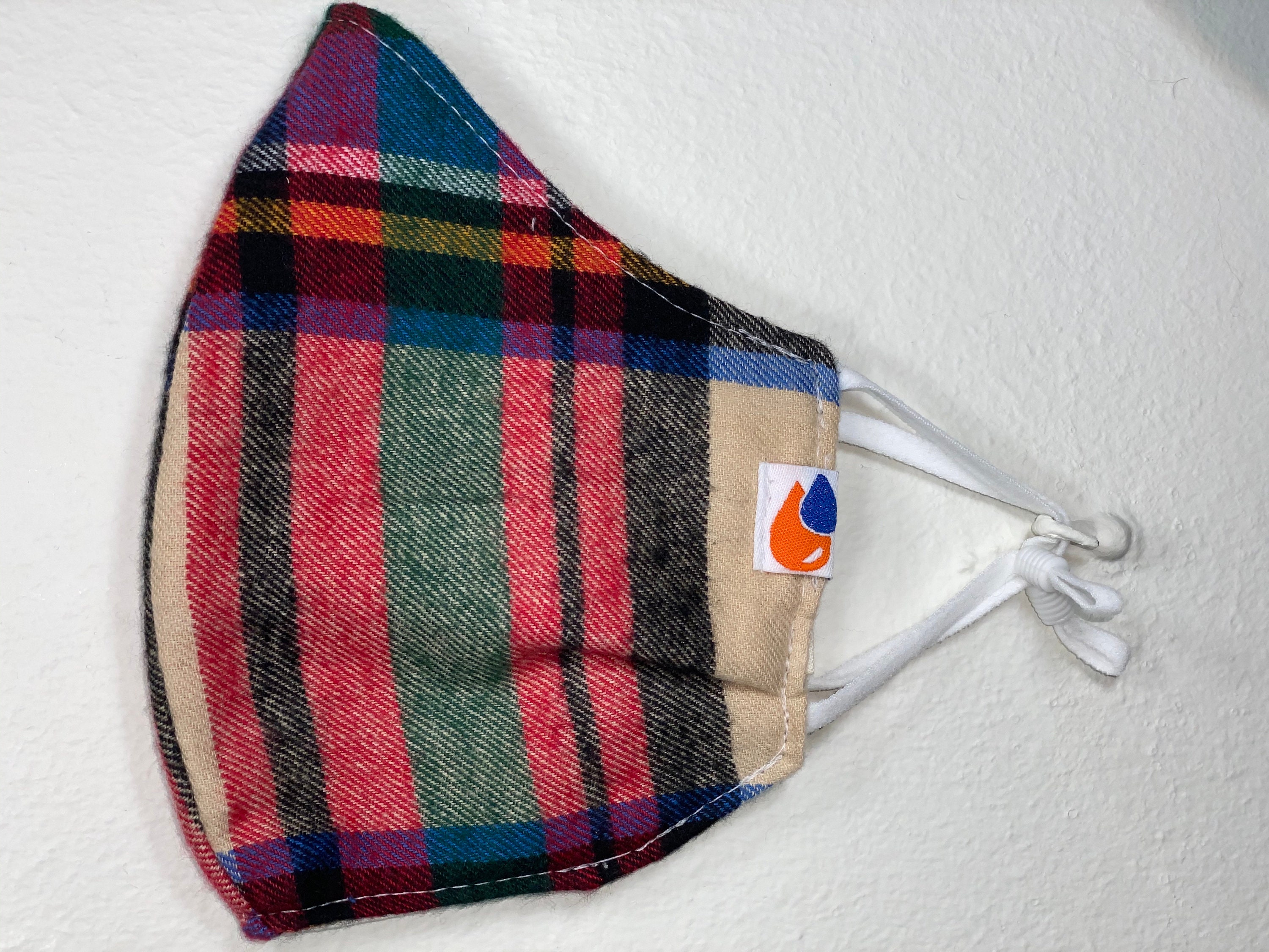 Adjustable double layered fitted flannel reusable Face Mask Etsy