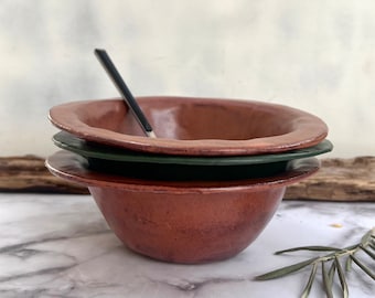 Set of terracotta color soup bowls,Salad bowl,Ramen bowls , Decorative serving bowl,Kitchen counter decor ,Rustic pottery