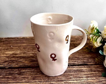 White porcelain embossed mug,Luxury porcelain mug,Ceramic tea cup,gold coffee mug,Handbuilt ceramic,Valentines gift,Moon milk mug