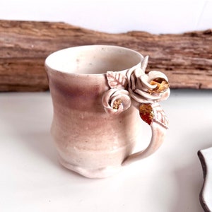 Porcelain floral mug ,Elegant artisan pottery tea&coffee cup ,coquette mug ceramic,Handmade cappuccino mug ,Unique gift for her,Dinner mug