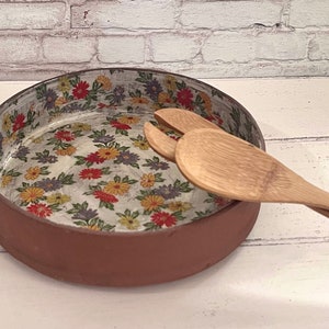 Rustic floral ceramic bowl, big serving bowl ,egg holder ,Country pottery ,pottery fruit bowl , Housewarming gift