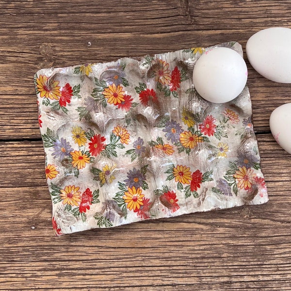 Floral Ceramic egg tray ,handmade egg holder countertop ,vintage egg holder,Ceramic egg carton,cottage core MADE TO ORDER