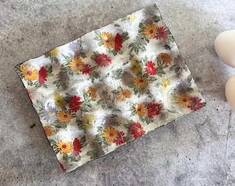 Floral Rustic Ceramic 12 egg tray ,handmade egg holder ,Easter tray,countertop ,vintage egg holder,Ceramic egg carton,cottage core