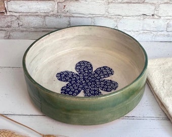 Rusti8c floral ceramic serving dish,PERSONALIZED,,baking dish ,Fruit bowl,Salad bowl,Country pottery, Housewarming gift