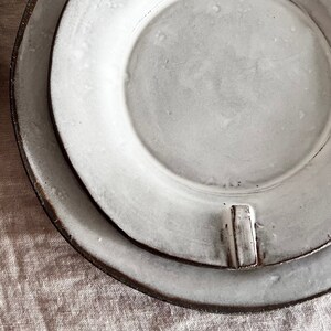 White rustic dinner set,Handmade stoneware plate set,dinner plate and side plate zdjęcie 9