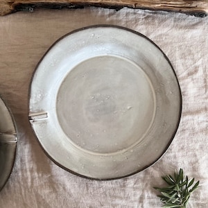 White rustic dinner set,Handmade stoneware plate set,dinner plate and side plate zdjęcie 8