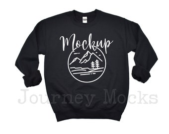 Gildan Mockup | Gildan 18000 Black Mockup | 18000 Mockup | Crewneck Flat Lay | Sweatshirt Mockup | Black Sweater Mockup | White Background