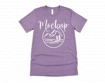 3001 Heather Purple / Bella Canvas 3001 Mockup / Bella Canvas Flat Lay Shirt Only / Camiseta Mockup / Camiseta Mock Up / 3001 Mockup Flat Lay