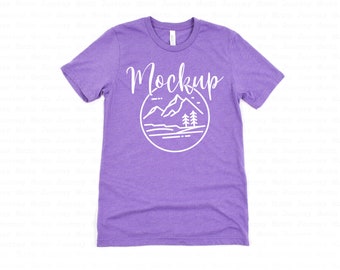 3001 Heather Team Purple / Bella Canvas 3001 Mockup / Bella Canvas Flat Lay Shirt Only / Camiseta Mockup / Camiseta Mock Up / 3001 Mockup