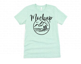 3001 Heather Prism Mint | Bella Canvas 3001 Mockup | Bella Canvas Flat Lay Shirt Only | T Shirt Mock Up | 3001 Mockup Digital Flat Lay