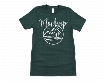 3001 Forest Green | Bella Canvas 3001 Mockup | Bella Canvas Flat Lay Shirt Only | Tshirt Mockup | T Shirt Mock Up | 3001 Mockup Flat Lay