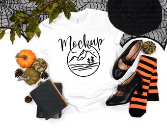 3001 Halloween Mockup White | Bella Canvas 3001 Mockup Halloween | 3001 Fall Mockup | Bella Canvas Fall Mockup | Halloween Witch Mockup