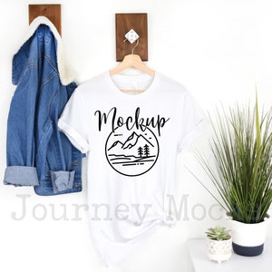 Bella Canvas 3001 Mockup | White | Hanging T Shirt Mockup | 3001 Bella Canvas Flat Lay | Tshirt Mockup | Lifestyle | Digital Download