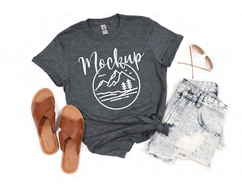 Gildan 64000 Mockup Dark Heather Gildan 