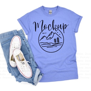 Gildan 5000 Mockup | Violet | 5000 Mockup Flat Lay | Gildan Heavy Cotton T Shirt Mock Up | 5000 Violet | Lifestyle Mockup | Digital Mockup