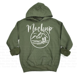 Military Green | Gildan 18500 Mockup | Gildan Hoodie Mockup | 18500 Gildan Heavy Blend Flat Lay  | Lifestyle Hoodie Mockup | 18500 Mockup