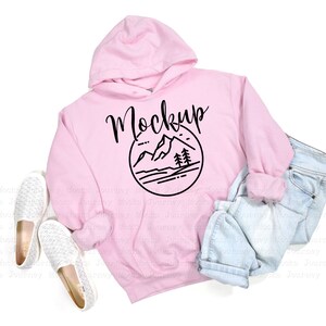 Gildan 18500 Mockup | Pink Gildan Hoodie Mockup | 18500 Gildan Heavy Blend Flat Lay  | Lifestyle Hoodie Mockup | 18500 Sweatshirt Mockup