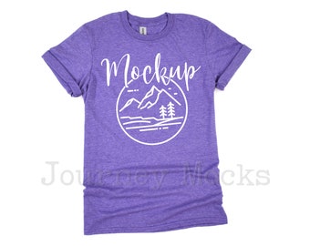 Gildan 64000 Heather Purple Mockup | Gildan Softstyle Mockup Unisex Tshirt | 64000 Mockup Flat Lay | Gildan Shirt Mock Up | White Background