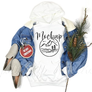 Gildan 18500 Christmas Mockup White | Gildan 18500 Mockup | 18500 Winter Hoodie Mockup | Xmas Sweatshirt Flat Lay | 18500 Gildan Mockup