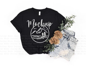 3001 Nero / Bella Canvas 3001 Mockup / 3001 Mockup / Bella Canvas Flat Lay / Autunno Tshirt Mock Up / Boho Lifestyle Mockup / Bella Mockup