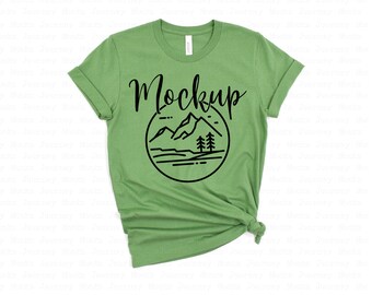 3001 Leaf | Bella Canvas 3001 Mockup | Bella Canvas Flat Lay Shirt Only | Tied Tshirt Mockup | 3001 Bella Mockup | Bella Canvas Flat Lay