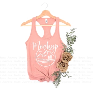 Next Level 1533 Mockup Desert Pink | 1533 Mockup | Next Level 1533 | Boho Wedding Tank Top Mockup | Racerback Mock Up | 1533 Summer Flat Lay