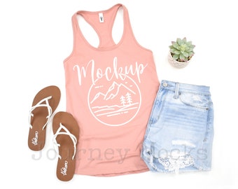 Next Level 1533 Mockup | Desert Pink | 1533 Mockup | Next Level 1533 Desert Pink | Tank Top Mockup | Racerback Mock Up | 1533 Flat lay