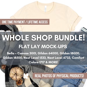 Whole Shop Mockup Bundle, Full-Access Digital Mock Ups, Lifestyle Mock-ups, Model Mockup, Bella Canvas 3001, Gildan 18000, Mega Shop Bundle