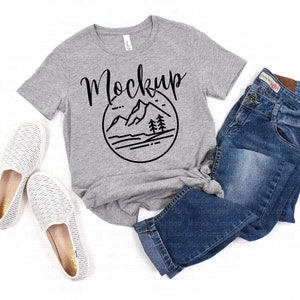 6004 Mockup | Athletic Heather | Bella Canvas 6004 Mockup | Bella Canvas T Shirt Flat Lay |  Lifestyle Tshirt Mock Up | Bella Canvas 6004