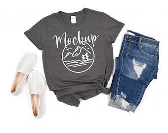 Gildan 64000 Mockup Charcoal | Gildan Softstyle Tshirt Mockup | 64000 Mockup Flat Lay | Gildan T Shirt Mock Up | Lifestyle Digital Mockup