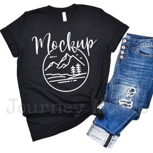 Bella Canvas 3001 Mockup | Heather Black | Lifestyle Mockup | Bella Canvas Flat Lay | Flat Lay Mockup | Tshirt Mockup | White Background
