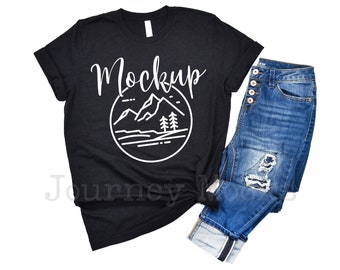 Bella Canvas 3001 Mockup / Heather Black / Lifestyle Mockup / Bella Canvas Flat Lay / Flat Lay Mockup / Tshirt Mockup / Sfondo bianco