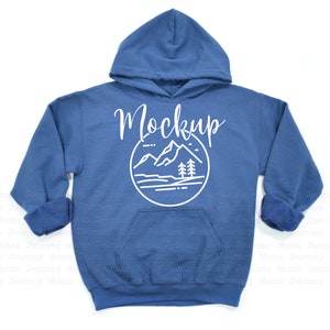 Indigo | Gildan 18500 Mockup | Gildan Hoodie Mockup | 18500 Gildan Heavy Blend Flat Lay  | Lifestyle Hoodie Mockup | 18500 Indigo Sweatshirt