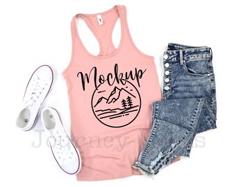 Next Level 1533 Mockup | Desert Pink | 1533 Mockup | Next Level 1533 Desert Pink | Tank Top Mockup | Racerback Mock Up | 1533 Flat lay