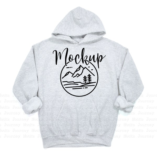 Gildan 18500 Mockup Ash | Gildan Hoodie Mockup | 18500 Gildan Heavy Blend Flat Lay  | Lifestyle Hoodie Mockup | 18500 Ash Hoodie Sweatshirt