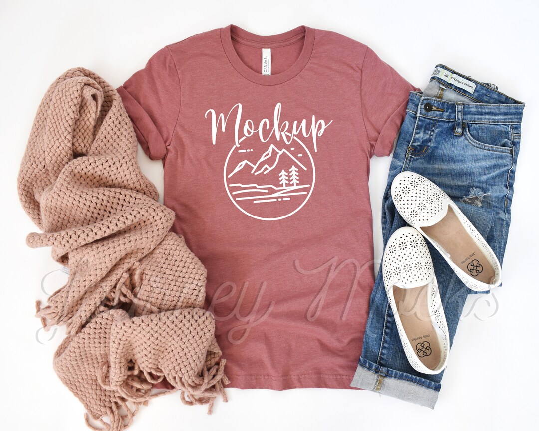 Heather Mauve | Bella Canvas 3001 Mockup | 3001 Mockup | Bella Canvas ...