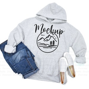 Ash | Gildan 18500 Mockup | Gildan Hoodie Mockup | 18500 Gildan Heavy Blend Flat Lay  | Lifestyle Hoodie Mockup | 18500 Sweatshirt Mockup