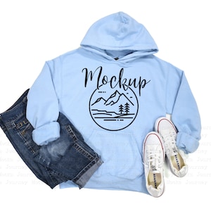 Light Blue | Gildan 18500 Mockup | Gildan Hoodie Mockup | Gildan Heavy Blend Flat Lay  | Lifestyle Hoodie Mockup | 18500 Sweatshirt Mockup