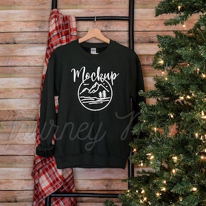 Gildan 18000 Hanging Christmas Mockup Forest | Gildan 18000 Mockup | 18000 Winter Mockup | Xmas Sweatshirt Mockup | Gildan Crew Neck Sweater